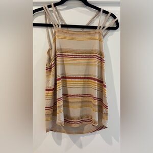 RVCA Cream Tank with Mustard Yellow and Rust Stripes